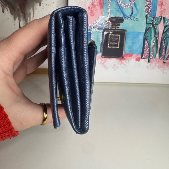 Prada Navy Blue Wallet with Gold Accents - Picture 5 of 8